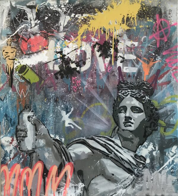 Mart Signed Apollo del belvedere 01 2020 Wall 100x90 Acrylic and mixed media on canvas